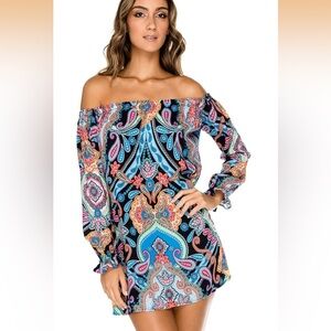 Luli Fama la maestranza cuff bell sleeve shift dress